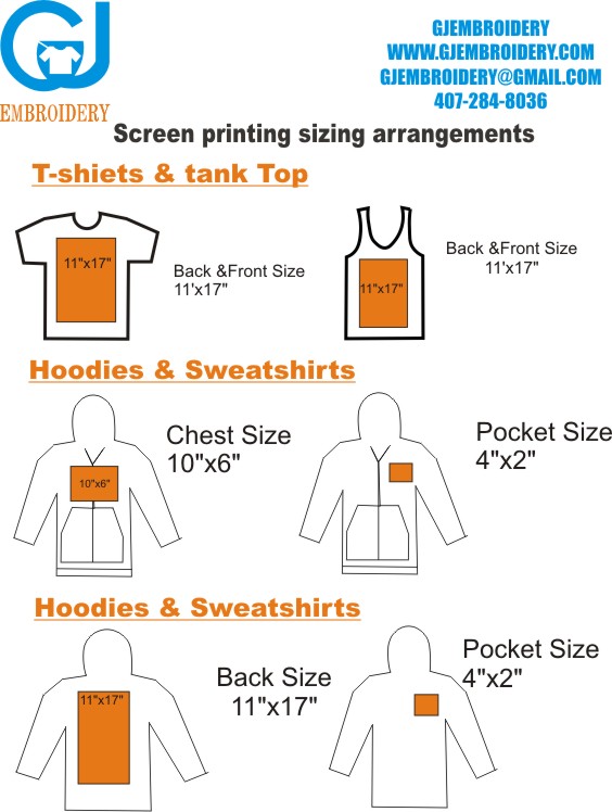 Screen printing Chart Size - Gjembroidery